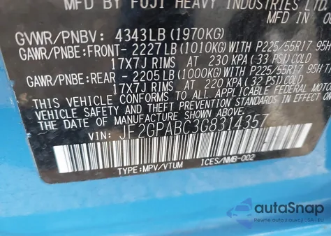 2016 Subaru Crosstrek 2.0I Premium from USA, damaged, VIN JF2GPABC3G8314357